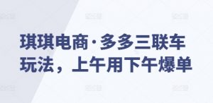 琪琪电商·多多三联车玩法,上午用下午爆单-风淘社