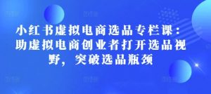 小红书虚拟电商选品专栏课:助虚拟电商创业者打开选品视野,突破选品瓶颈-风淘社