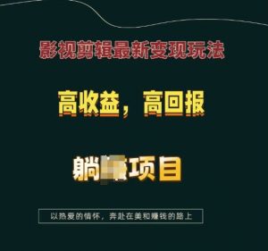 影视剪辑最新变现玩法,高收益,高回报,躺Z项目【揭秘】-风淘社