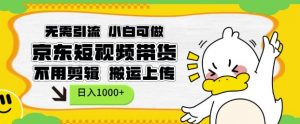 无需引流,小白可做,京东短现频带货,不用剪辑,搬运上传,日入1k【揭秘】-风淘社