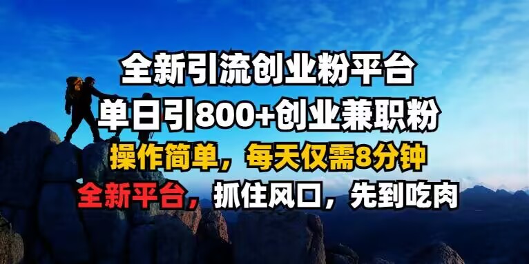 全新引流创业粉平台 单日引800+,创业兼职粉,操作简单,每天仅需8分钟【仅揭秘】-风淘社