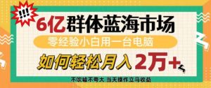 6亿群体蓝海市场，零经验小白用一台电脑，如何轻松月入过w【揭秘】-风淘社