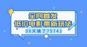 全网首发,低价电影票新玩法,已有人30天搞了75741【揭秘】-风淘社