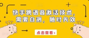快手跳语音激活技术，需要自测，随时失效-风淘社