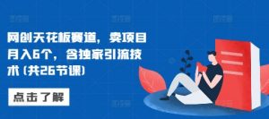 网创天花板赛道，卖项目月入6个，含独家引流技术(共26节课)-风淘社