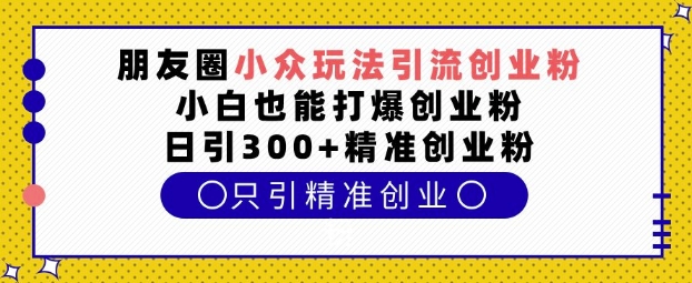 朋友圈小众玩法引流创业粉，小白也能打爆创业粉，日引300+精准创业粉【揭秘】-风淘社