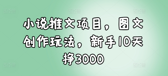 小说推文项目,图文创作玩法,新手10天挣3000-风淘社