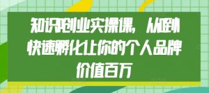 知识IP创业实操课,从0到1快速孵化让你的个人品牌价值百万-风淘社