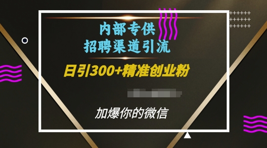 内部招聘渠道日引流300+创业粉，加爆你的微信【揭秘】-风淘社