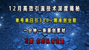 最新高效引流技术深度揭秘 ,单号单日引300+精准创业粉,一分钟一条原创素材,引爆你的私域流量-风淘社
