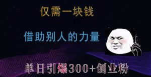 仅需一块钱，借助别人的力量，单日引爆300+创业粉、兼职粉【揭秘】-风淘社