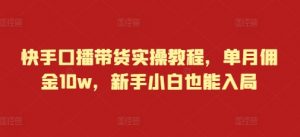 快手口播带货实操教程,单月佣金10w,新手小白也能入局-风淘社
