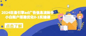 2024巨量引擎ad广告信息流新手小白账户搭建优化0-1实操课-风淘社