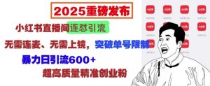 2025重磅发布:小红书直播间连怼引流,无需连麦、无需上镜,突破单号限制,暴力日引流600+-风淘社