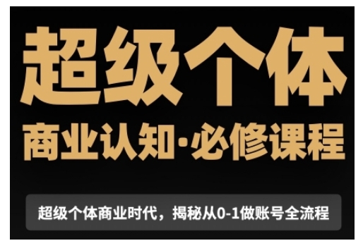 超级个体商业认知觉醒视频课,商业认知·必修课程揭秘从0-1账号全流程-风淘社
