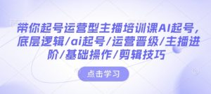 带你起号运营型主播培训课AI起号，底层逻辑/ai起号/运营晋级/主播进阶/基础操作/剪辑技巧-风淘社