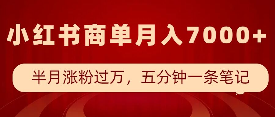小红书商单最新玩法,半个月涨粉过万,五分钟一条笔记,月入7000+-风淘社