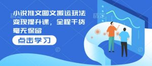 小说推文图文搬运玩法变现提升课,全程干货毫无保留-风淘社