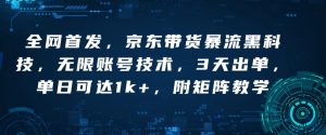 全网首发，京东带货暴流黑科技，无限账号技术，3天出单，单日可达1k+，附矩阵教学【揭秘】-风淘社