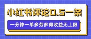 小红书留言评论,0.5元1条,一分钟一单,多劳多得,收益无上限-风淘社