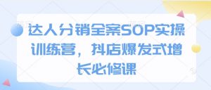 达人分销全案SOP实操训练营，抖店爆发式增长必修课-风淘社