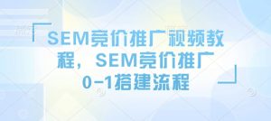 SEM竞价推广视频教程,SEM竞价推广0-1搭建流程-风淘社