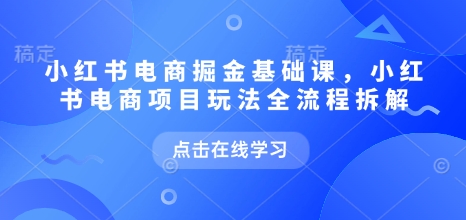 小红书电商掘金课,小红书电商项目玩法全流程拆解-风淘社