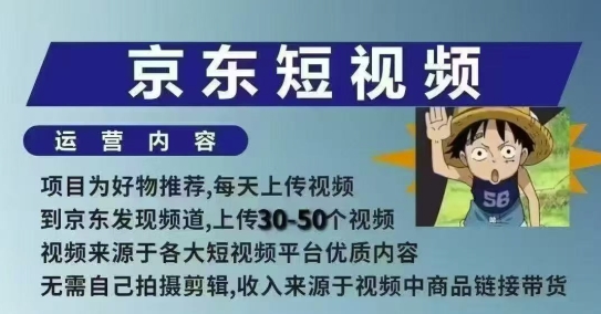 京东短视频带货课，无需自己拍摄剪辑，保姆式教学，两天快速上手-风淘社