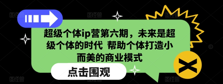 超级个体ip营第六期,未来是超级个体的时代 帮助个体打造小而美的商业模式-风淘社