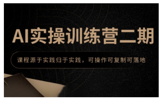 AI实操训练营二期，课程源于实践归于实践，可操作可复制可落地-风淘社