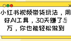 小红书视频带货玩法,用好AI工具,30天收益过W,你也能轻松做到-风淘社