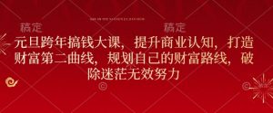 元旦跨年搞钱大课,提升商业认知,打造财富第二曲线,规划自己的财富路线,破除迷茫无效努力-风淘社
