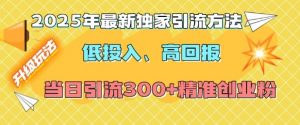 2025年最新独家引流方法,低投入高回报?当日引流300+精准创业粉-风淘社