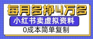 小红书虚拟资料项目，0成本简单复制，每个月多挣1W【揭秘】-风淘社