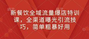 新餐饮全域流量爆店特训课，全渠道曝光引流技巧，简单粗暴好用-风淘社