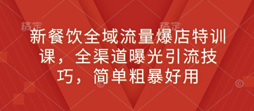 新餐饮全域流量爆店特训课，全渠道曝光引流技巧，简单粗暴好用-风淘社