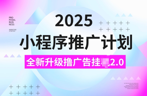 2025小程序推广计划,撸广告挂JI3.0玩法,日均5张【揭秘】-风淘社