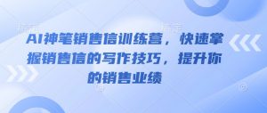 AI神笔销售信训练营,快速掌握销售信的写作技巧,提升你的销售业绩-风淘社