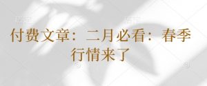付费文章:二月必看:春季行情来了-风淘社