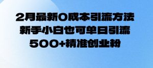 2月最新0成本引流方法，新手小白也可单日引流500+精准创业粉-风淘社