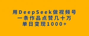 用DeepSeek做视频号,一条作品点赞几十万,单日变现1k-风淘社