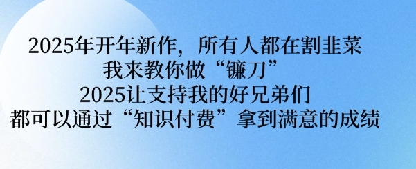 2025年开年新作,所有人都在割韭菜,我来教你做“镰刀” 2025让支持我的好兄弟们都可以通过“知识付费”拿到满意的成绩【揭秘】-风淘社