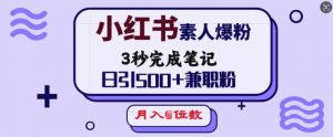 小红书素人爆粉,3秒完成笔记,日引500+兼职粉,月入5位数-风淘社