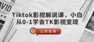 TikTok影视解说课,小白从0-1学会TK影视变现-风淘社