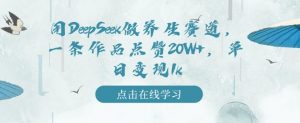 用DeepSeek做养生赛道,一条作品点赞20W+,单日变现1k-风淘社