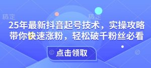 25年最新抖音起号技术,实操攻略带你快速涨粉,轻松破千粉丝必看-风淘社