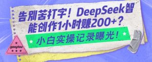 告别苦打字!DeepSeek智能创作1小时入2张?小白实操记录曝光-风淘社