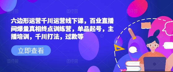 六边形运营千川运营线下课,百业直播间爆量真相终点训练营,单品起号,主播培训,千川打法,过款等-风淘社