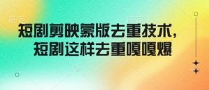 短剧剪映蒙版去重技术，短剧这样去重嘎嘎爆-风淘社