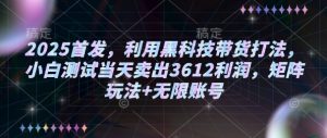 2025首发，利用黑科技带货打法，小白测试当天卖出3612利润，矩阵玩法+无限账号【揭秘】-风淘社